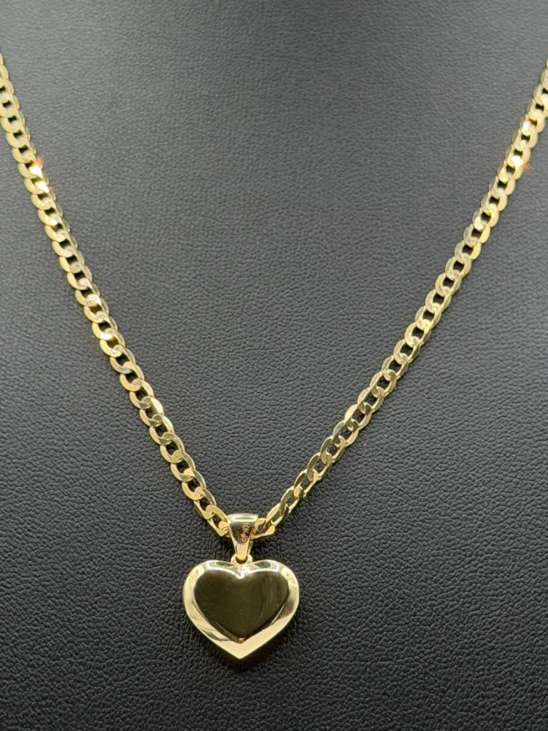 CADENA SOLIDA CORTE BRILLO CON DIJE DE CORAZON