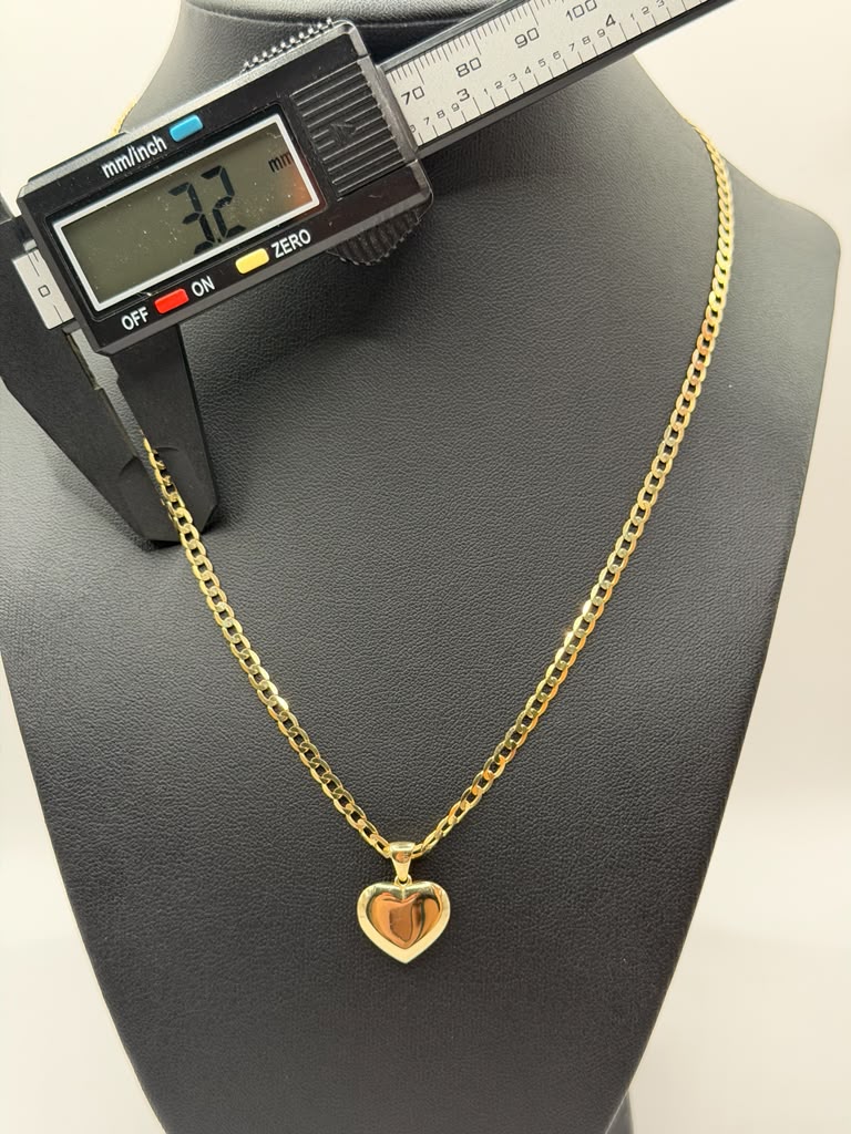 CADENA SOLIDA CORTE BRILLO CON DIJE DE CORAZON