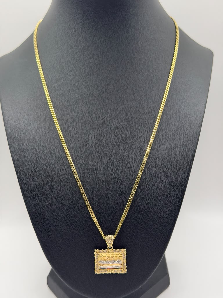 CADENA CUBAN LINK SOLIDA Y DIJE ULTIMA SENA