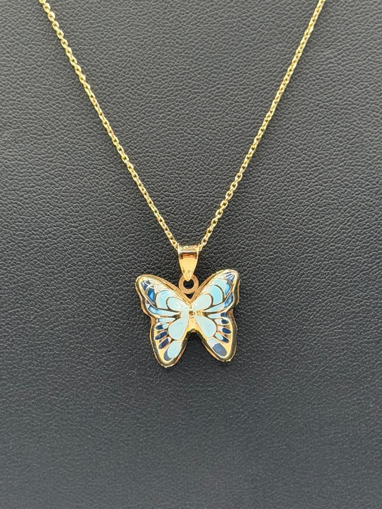CADENA SOLIDA BOSTON Y DIJE DE MARIPOSA
