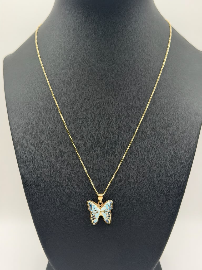 CADENA SOLIDA BOSTON Y DIJE DE MARIPOSA