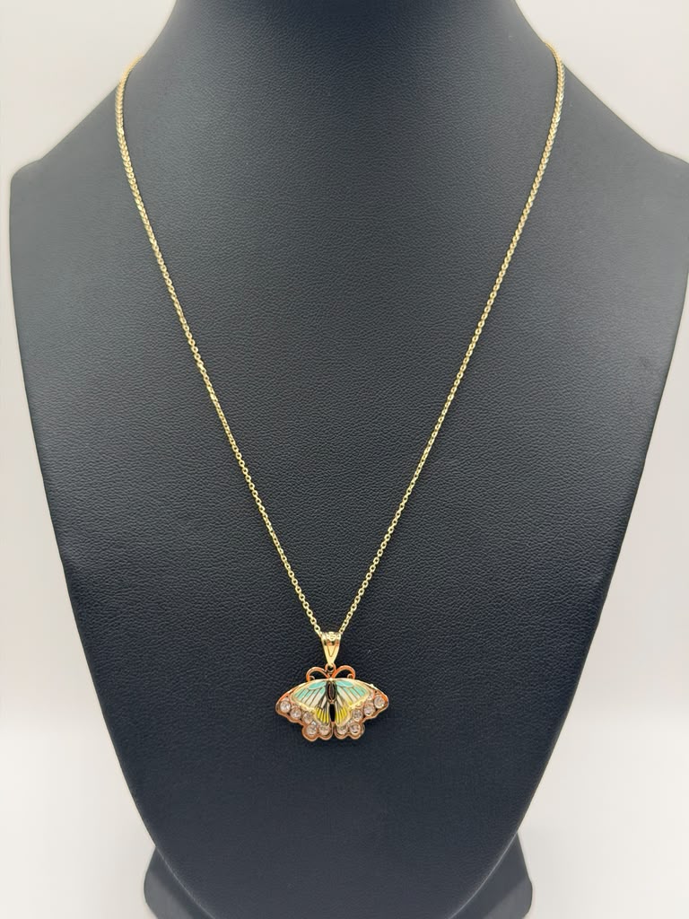 CADENA SOLIDA Y DIJE DE MARIPOSA