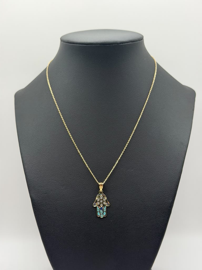 CADENA SOLIDA Y DIJE MANO DE FATIMA