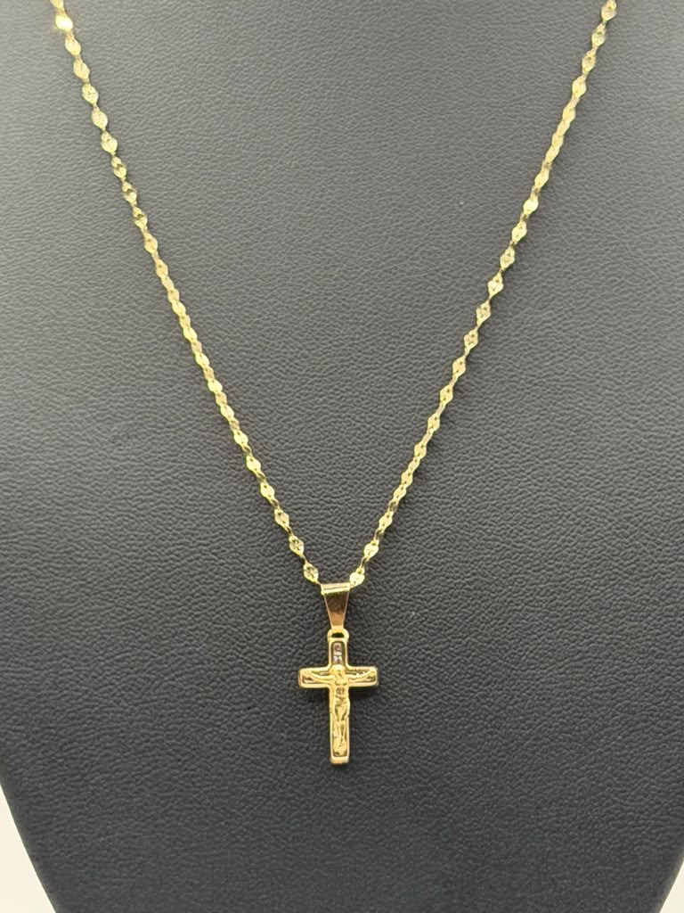 CADENA ESPEJO Y DIJE PEQUEÑO DE CRUCIFIJO