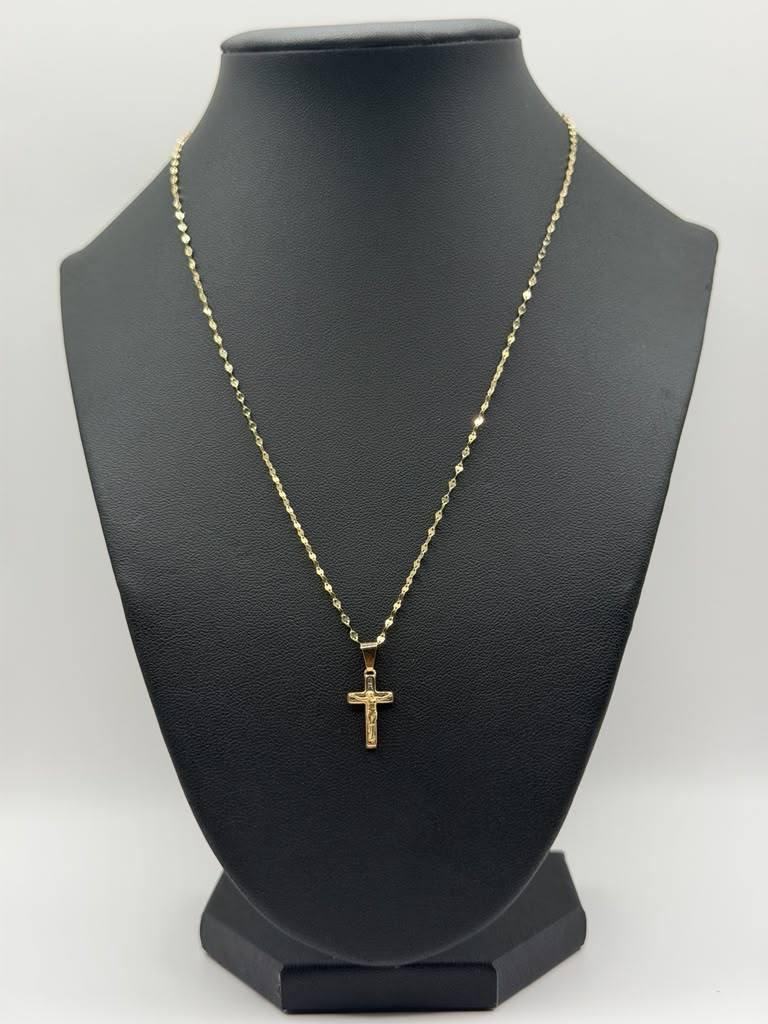 CADENA ESPEJO Y DIJE PEQUEÑO DE CRUCIFIJO