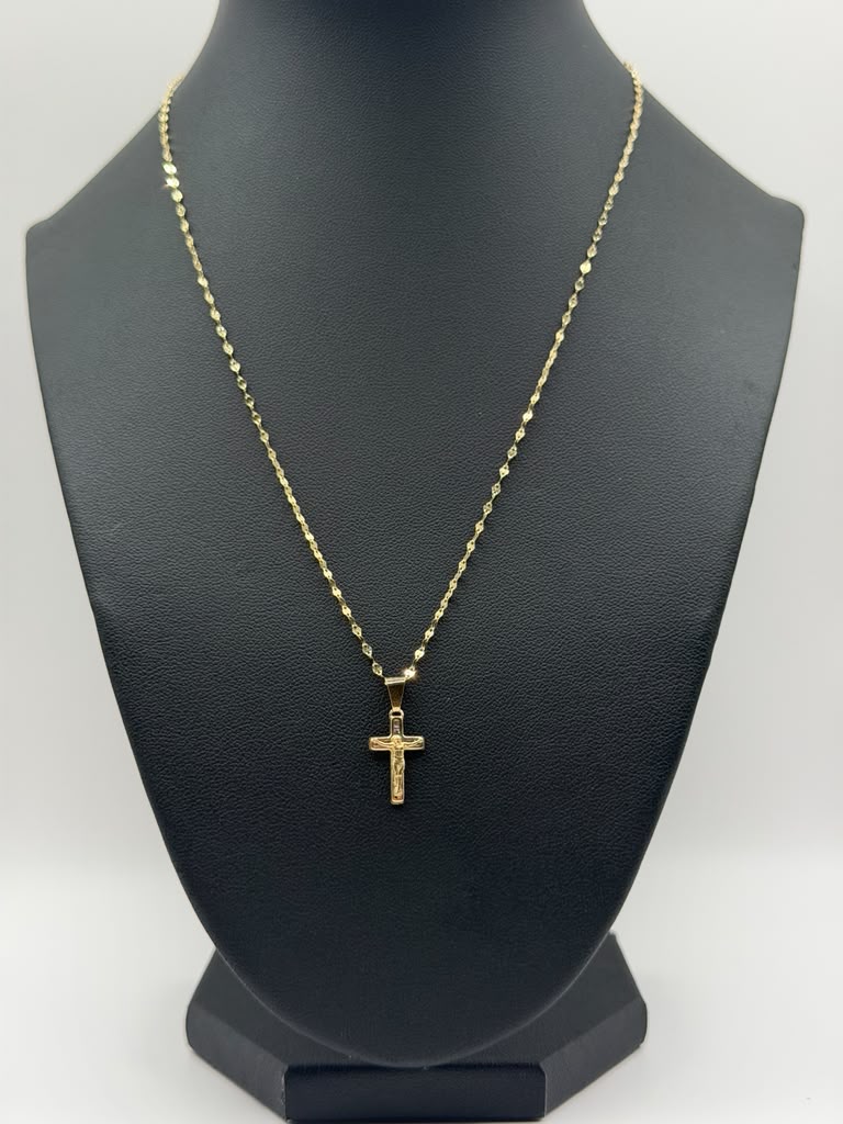 CADENA ESPEJO Y DIJE PEQUEÑO DE CRUCIFIJO