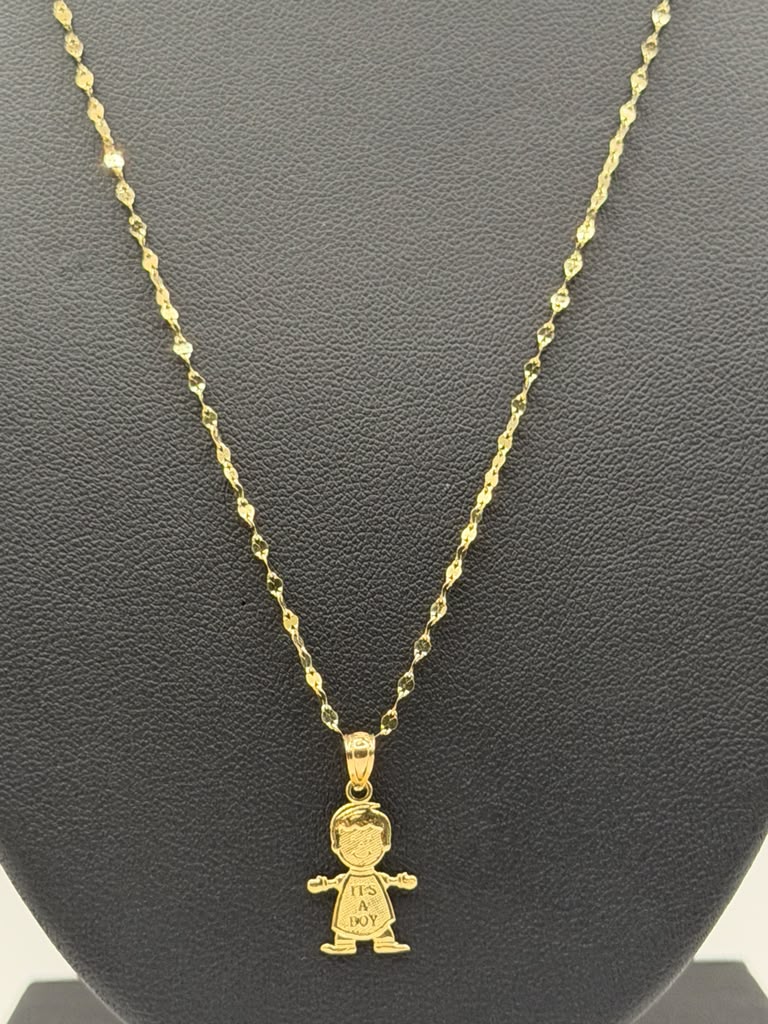 CADENA ESPEJO Y BELLO DIJE DE NIÑO