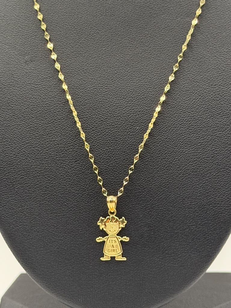 CADENA ESPEJO Y BELLO DIJE DE NIÑA