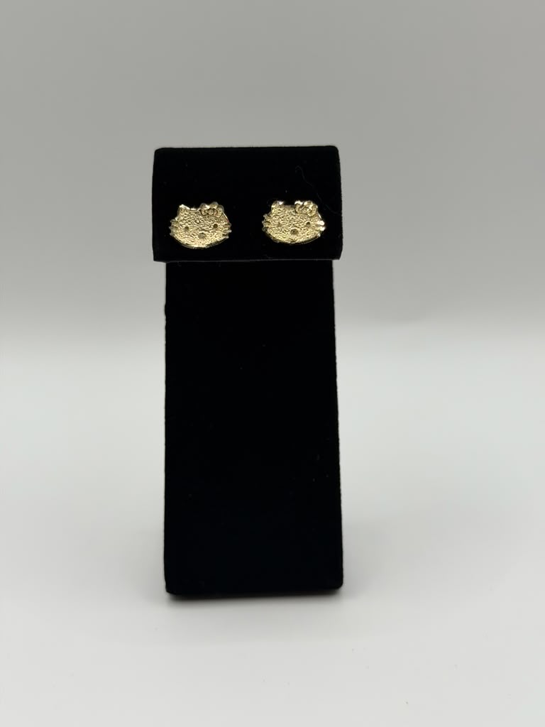 ARETES ESTILO KITTY EN ORO 10K