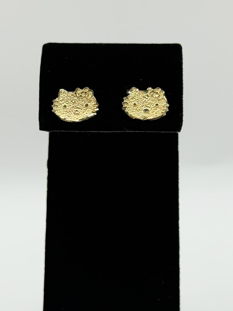 ARETES ESTILO KITTY EN ORO 10K