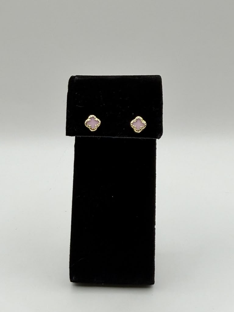 ARETES DE FLOR PIEDRA ROSA