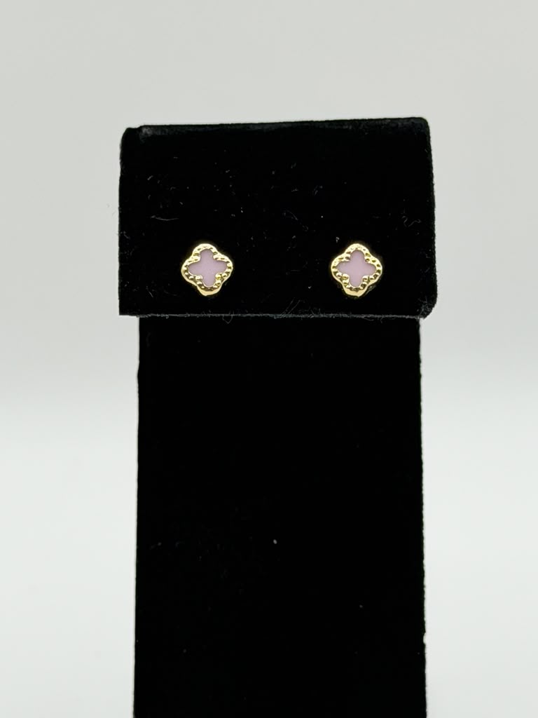 ARETES DE FLOR PIEDRA ROSA